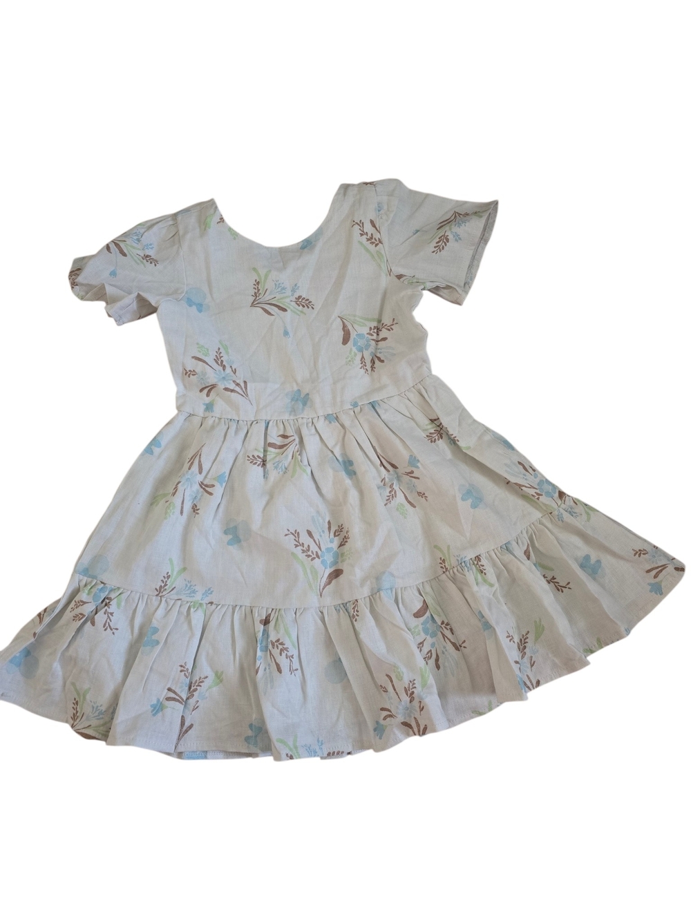 Disney Cream Dress with Blue and Brown Floral Print
